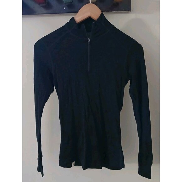 Ibex Quarter Zip 100% Merino Wool Base Layer Top Size Small Black Outdoors - Picture 1 of 7